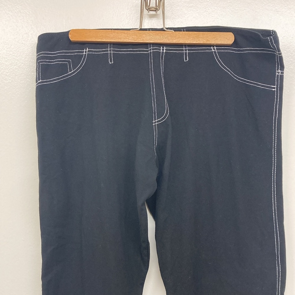 Norma Kamali Jegging Jeans Black Stretch Jegging Jeans / W/ White Stitching NWOT